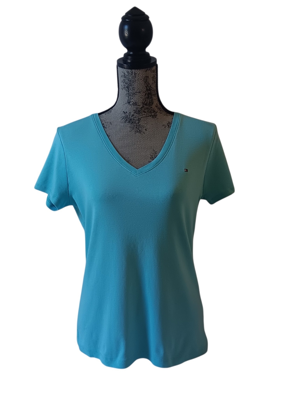 Tommy Hilfiger Teal V-Neck Short Sleeve Tee